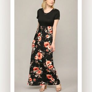Floral Black Maxi Dress Size M